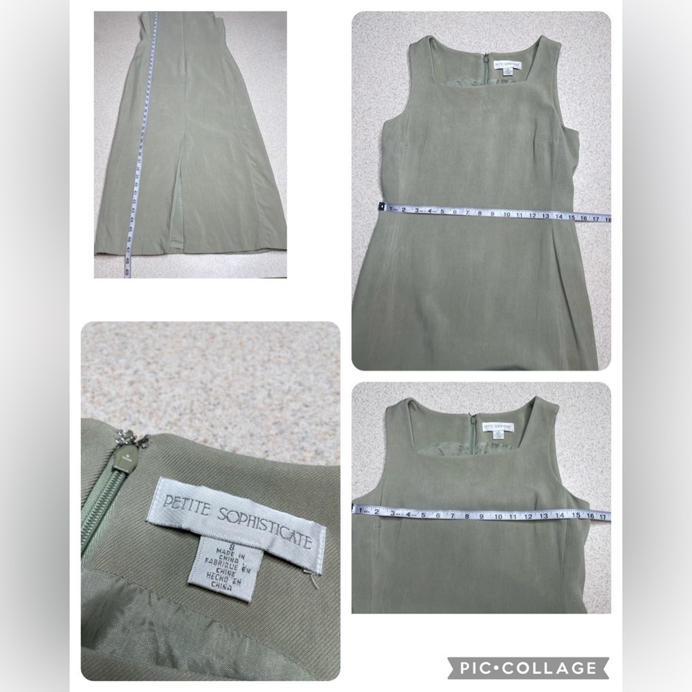4 Piece Silk Suits Jacket, Dress, Beaded Shell, Pants Sage Green Sz 4,8,6,and 10 - Picture 10 of 14